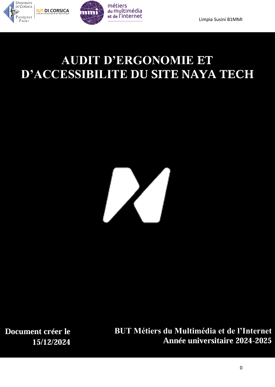 Page de garde de l'audit de Naya Tech